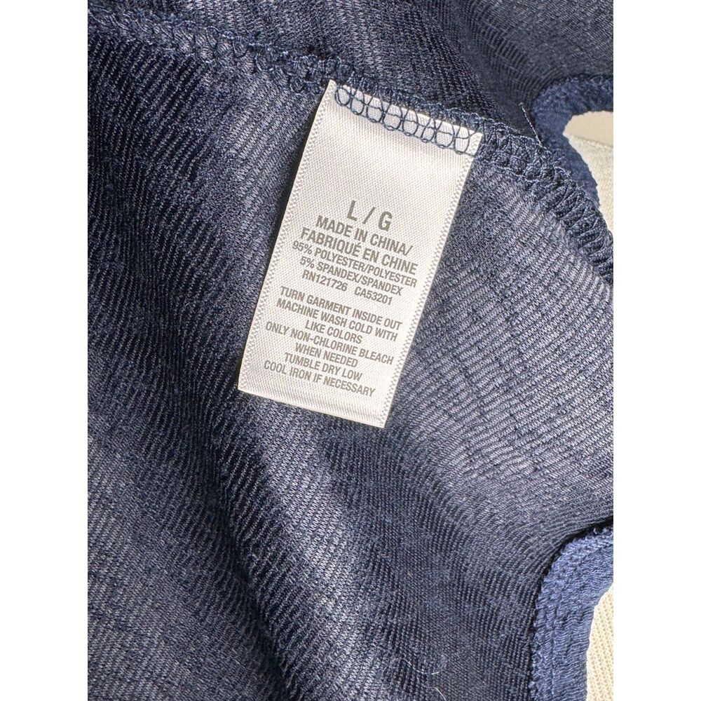 Prince & Fox Navy Blue Textured Fit Flare Skater Dress L Cap Sleeve Stretch Mini - Picture 7 of 7